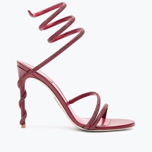 René Caovilla Margot Burgundy Strappy Heels